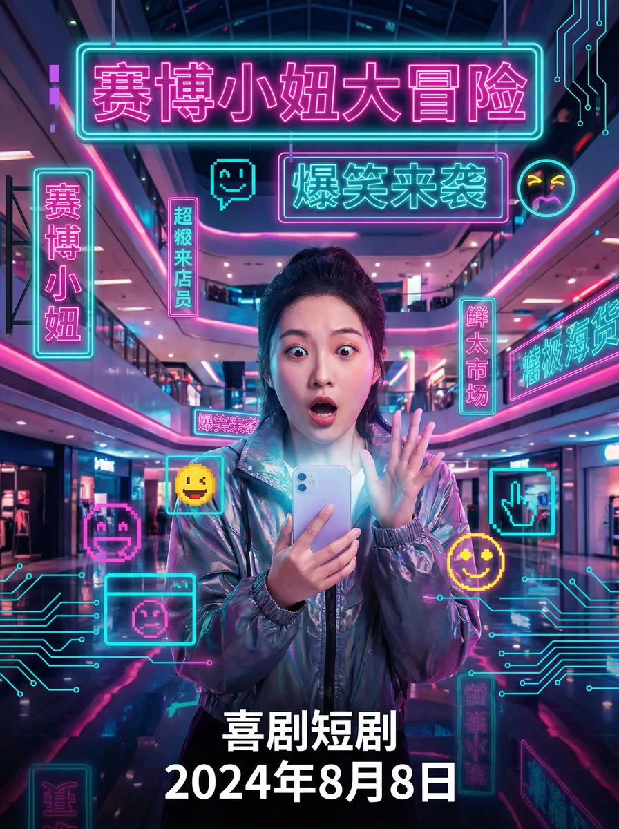 约炮犯法吗 搞笑喜剧短剧 - 赛博小妞大冒险海报